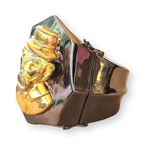 Rare Amedeo NYC Top Hat 'Signor Monkey' Hinged Cuff Bracelet - Picture 4 of 6